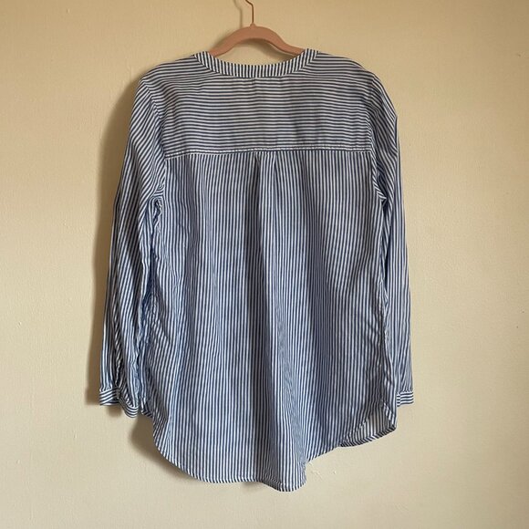 GAP | Blue/White Striped Cotton Popover Tunic Large - Picture 2 of 4